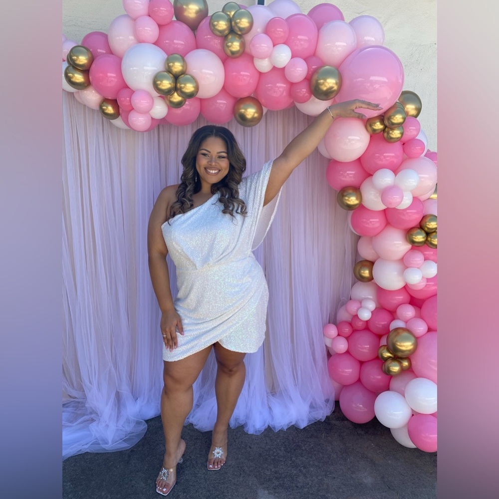 Plus size white sequin dress